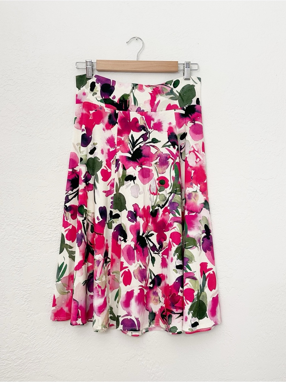 Salaam Floral Watercolor Swing Skirt Made in USA Flippy Skirt Pink White Y2K
